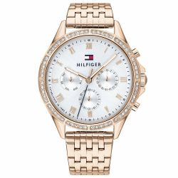 Tommy Hilfiger Multi Zifferblatt Quarz Uhr für Damen mit Rotgoldfarbenes Edelstahlarmband - 1782143
