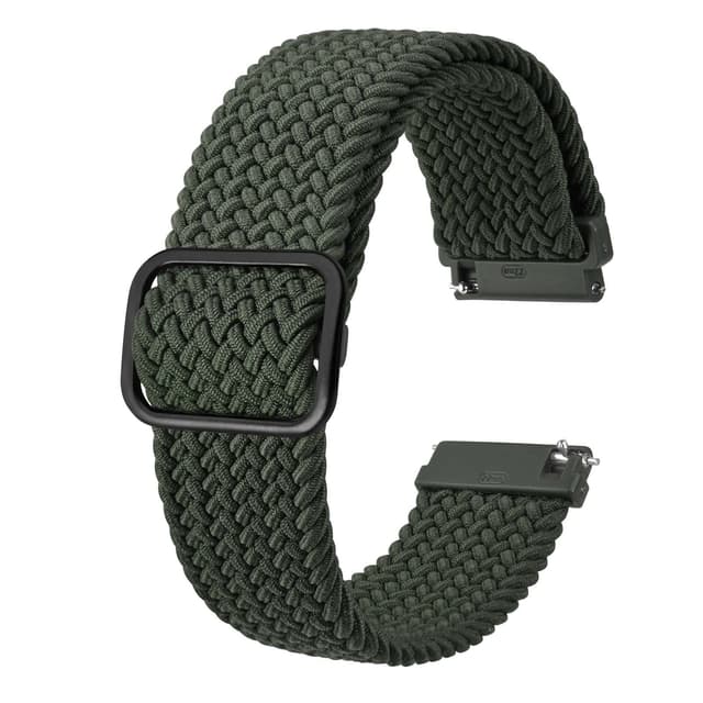 BISONSTRAP Nylon Uhrenarmband, Verstellbare Geflochtene Uhrenarmbänder für Herren und Damen, 16mm 18mm 19mm 20mm 22mm 24mm zur Auswahl 24mm Grün / Schwarzer Schnalle
