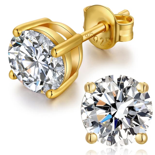 jiamiaoi 18K Weißgold Plattiert Brillant Diamant Ohrringe Silber 925 Runde/Quadrat AAAAA Zirkonia Ohrstecker 925 Sterling Silber Ohrringe Schwarz Ohrringe Stecker für Damen Herren F-gold runde 6mm(0.9 Ct)