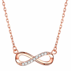 F.ZENI Kette Damen 925 Sterling Silber Funkeln Kubisches Zirkonia Kuss Halskette Akzent Unendlichkeit für Immer Ketten für Damen Roségold