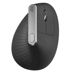 Logitech MX Vertical, Ergonomische Kabellose Maus, Bluetooth und 2.4 GHz Verbindung via Unifying USB-Empfänger, 4000 DPI Sensor, Wiederaufladbarer Akku, 4 Tasten, Multi-Device, PC/Mac/iPadOS - Graphit Grau Rechtshänder Mittelgroße Maus