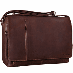 STILORD Vintage Umhängetasche Leder groß für Herren Damen 15.6 Zoll Laptoptasche Unitasche Bürotasche Moderne Aktentasche aus echtem Büffelleder Cognac - Dunkelbraun