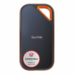 SanDisk Extreme PRO Portable SSD 2 TB (externe SSD, NVMe-SSD-Performance, 2,5 Zoll, 2.000 MB/s Lesen und Schreiben, AES-Verschlüsselung, IP65-Wasser- und -Staubschutz) grau Schwarz 2 TB Extreme Pro 2.000 MB/s
