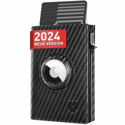 DODENSHA® MagSnap Airtag Wallet Herren mit RFID Schut I Kartenetui Herren I Smart Wallet Klein für 10+ Karten I Wallet mit Münzfach I Portmonee Herren mit AirTag* Fach I Geldbörse Herren I Carbon