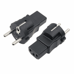 RIIEYOCA Schuko-Stecker auf IEC C13 Adapter, IEC320 C13 Buchse auf Europ?ischen Stecker CEE 7/7 Stecker Adapter f¨¹r Laptop oder C13 Kabel Ger?te - Schwarz (2 Pack)
