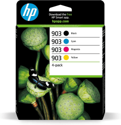 HP 903 (6ZC73AE) Multipack Original Druckerpatronen 1xBlau, 1xRot, 1xGelb, 1xSchwarz für HP OfficeJet 6950, 6951 HP OfficeJet Pro 6960, 6970, 6974 Standard Multipack