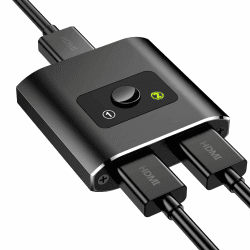 HDMI Switch HDMI Splitter 4K@60Hz, Aluminium Bidirektional HDMI Switch 2 in 1 Out oder 1 in 2 Out HDMI Verteiler, HDMI Switcher Unterstützt HD 4K 3D 1080P für Xbox PS4 HDTV Blu-Ray DVD black