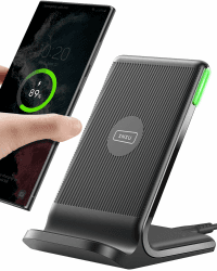 INIU Wireless Charger Stand, 15W Qi Zertifiziert Induktive Ladestation Schnelles Kabelloses Ladegerät Handy Ständer handyhalterung für iPhone 16 15 14 13 12 Pro Max Xr Xs Samsung Galaxy S23 S22 Google 1 Stück Gray