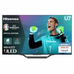 Hisense 65U7NQ 164cm (65 Zoll) Fernseher, 4K Mini LED ULED HDR Smart TV, Quantum Dot, 120Hz/ 144Hz VRR, HDMI 2.1, Game Mode Pro, Dolby Vision IQ & Atmos, Bluetooth, Alexa Built-in, Anthrazit, [2024] U7NQ 65 Zoll
