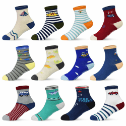 HYCLES Baby StopperSocken Kinder 0-7 Jahre 12 Paar Anti Rutsch Socken Kind ABS Socken Kinder Jungen Mädchen 23-26 27-30 Kleinkind Socken Baby 0-6-12-18 Monate 1-3 Jahre 04 Dinosaurier
