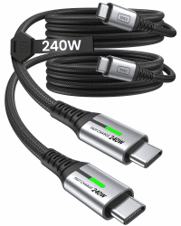 INIU 240W USB C Kabel, [2-Pack 2m] PD Schnellladekabel USB C auf USB C, Nylon Geflochten Ladekabel USB-C Ladegerät für iPhone 16 15 Pro Max Samsung Galaxy S23 S22 Pixel 7 iPad Pro MacBook Air usw Large