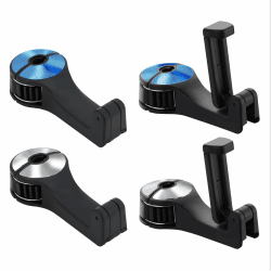 ZOCONE Auto Kopfstützen Haken, 2 in 1 kopfstützenhalterung Auto Haken mit Handyhalterung 360° Versteckter Haken Drehbar Einstellbar Multifunktionaler für Tasche, Geldbörse, Stoff (4 Stück)