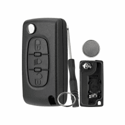 3 Tasten Auto Schlüssel Gehäuse für Citroen C2 C3 C5 C6 C4 Schlüssel Gehäuse mit Schraubendreher und Schlüsselring mit CR1620 Batterie VA2 Klingen CE0536 Lights Pushbutton VA2 CE0536 mit Batterie