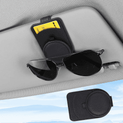 upbeat Brillenhalter für Auto Sonnenblende, Auto Sonnenbrillenhalter, Leder Auto Multifunktionaler Aufbewahrungsclip, Sonnenbrillen Halterung für Auto, Auto Visier Zubehör Karten Clip Schwarz