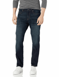 Amazon Essentials Herren Stretchjeans, athletische Passform 36W / 32L Dunkles Indigo/Leicht Ausgespült