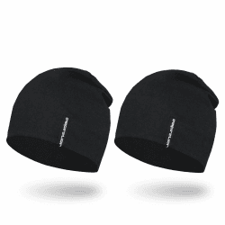 EMPIRELION 9" multifunktionale leichte Running Beanie-Mützen Skull Cap Radsport-Kappen Helmfutter Helm Unterziehmütze Schlaf Kappen für Damen Herren Schwarz+Schwarz 2