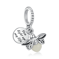 Alstiva Familie Freundschaft Liebe 925 Sterling Silber 5A Zirkonia Charm Anhänger für Armband Charm Bead Pendant für Europäische Armbänder Halsketten Schmuck Geschenk für Damen Frauen Glühwürmchen Charm-Anhänger
