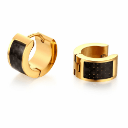 JewelryWe Schmuck Creolen Ohrringe, Edelstahl Kohlenstofffaser Kohlefaser, 4/7mm Breit Klassische Klapp-Creolen Ohrclips Ohrstecker Ohranhänger für Damen Herren, Gold/Rosegold/Silber/Schwarz Gold-7mm