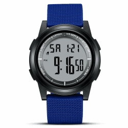 HANPOSH Uhren Herren Digital Herren Uhr 3ATM Wasserdicht Sport Armbanduhr Herren mit Wecker, Stoppuhr, Countdown, Duale Zeitzone, Kalender 02- Blau Schwarz