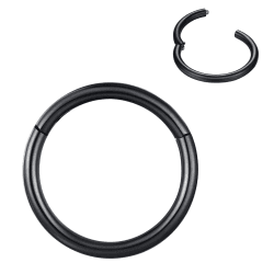 BLESSMYLOVE Nasenring Hoop 316L Chirurgenstahl Knorpelohrring Septum Clicker Ring 0,8 mm 1,0 mm 1,2 mm 1,6 mm 2,0 mm Edelstahl Klappbarer Segmentring Lippenring Conch Daith Helix Rook Tragus Lobe Snug Ear Body Piercing Schmuck 1 Stück 1.2 x 8 mm Schwarz