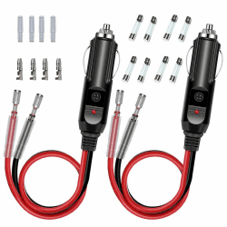 GTIWUNG 2 Stück Zigarettenanzünder Stecker, 12V Autostecker mit 8 Stück 10A/15A Sicherung, KFZ-Zigarettenanzünder Stromversorgung Kordel für tragbare DVD-Player, Auto, LKW, Bus-Kamera, Auto DVR 2 Stück Zigarettenanzünder Stecker, 22CM 2 Stück Zigarettenan