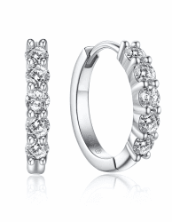 MomentWish Creolen mit Anhänger, 2 Karat Moissanite Diamant Ohrringe Hängend Silber 925 Hängeohrringe Romantisches Geschenk für sie mit Geschenkbox G-Creolen-5 Steine