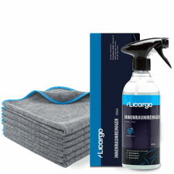 LICARGO® Innenraum Bundle - 6x Premium Microfasertücher & Innenraumreiniger (500ml) - porentiefe Reinheit für Kunststoff, Polster, Leder - Cockpit Reiniger pH neutral 7-teiliges Set