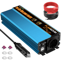 1000w Spannungswandler 12v Auf 230v Reiner Sinus Wechselrichter mit 1 EU-Steckdose und 2 USB Autoladegerät Power Solar Inverter DC AC Umwandler Stromwandler 1000W 12V