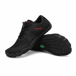 SAGUARO Unisex Barfußschuhe Outdoor Barfuss Traillaufschuhe Zehenschuhe mit Zero-Drop Solhe Gr.36-48 45 EU Tief Schwarz