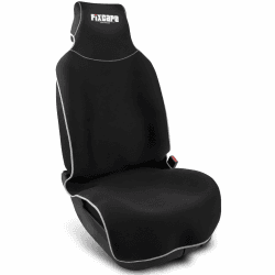 fixcape Neoprene Auto-Sitzschoner Vordersitze - Schoner Autositz vorne - Sitzauflage Auto universal wasserdicht - Werkstatt Sport Hobby (schwarz/grau) schwarz / grau