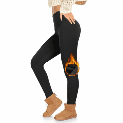 ACTINPUT Thermo Leggings Damen Winter Gefütterte Leggings High Waist Blickdicht Schwarz Leggins Lang Warme Sportleggins Thermoleggins Yogahose Strumpfhose für Alltag D01 -Schwarz S-M