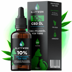 Blattwerk360 10% CBD Öl für Hunde & Katzen - FÜR GROß & KLEIN - Hanföl für Hunde & Katzen - Deutsche Qualitätsmarke - Cannabis Öl - CBD Öl Hund 10 Prozent - 10ml - 250 CBD Tropfen Angebot bei HelloDeals