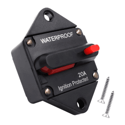 Schutzschalter Für Auto Boot Sicherung Zurücksetzen,12V-48V DC 20-100A Wasserdicht Sicherungshalter, Leistungsschalter Reset Sicherungshalter (20A)