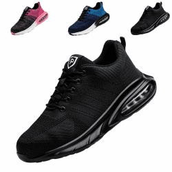 Sicherheitsschuhe Arbeitsschuhe S3 Herren Damen Leicht Arbeit Schuhe mit Stahlkappe Sommer Frauen Sportlich Schutzschuhe Sicherheit Sneaker Shoes Turnschuhe 44 EU Svart
