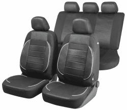Walser Auto Sitzbezug Rover mit Reißverschluss, Zipp-IT Premium Schonbezüge Auto, Komplettset, 2 Vordersitzbezüge, 1 Rücksitzbezug schwarz 13402