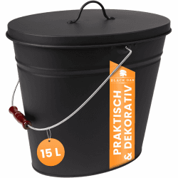 BLACK OAK Ascheeimer Vesuvio 15L – schwarz oval mit Deckel - groß 15 Liter - Stahl feuerfest verzinkt & pulverbeschichtet Asche & Kohle Eimer ideales Zubehör für Kamin Kachelofen Holzofen Angebot bei HelloDeals