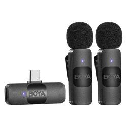 Boya BY-V20 USB-C Lavalier Mikrofon kabellos, Mini-Ansteckmikrofon mit Geräuschunterdrückung, kompatibel mit Android/Typ-C iPhone15, Laptop für YouTube, Podcast, Facebook, Vlogging Aufnahmen BY-V20 (USB-C)