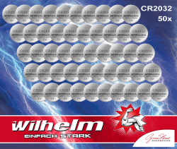 50 x Knopfzelle CR2032 Wilhelm Batterie Lithium 3V CR 2032 Industrieware