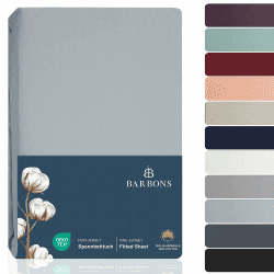 BARBONS Spannbettlaken 140x200cm - 100% Baumwolle Spannbettlaken, Oeko-TEX Zertifiziert, Bettlaken Jersey, Spannbetttuch, Matratzenhöhe bis 25 cm (Hellblau - 140x200) Spannbettlaken 140x200 cm Blau