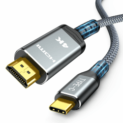 Highwings USB C auf HDMI Kabel 4K 3Meter, USB C HDMI Kabel UHD Thunderbolt 3 Kompatibel für iPhone 16/15 Pro, für MacBook Pro/Air, für iPad Pro/Air, für Surface, für Galaxy usw 3m grau