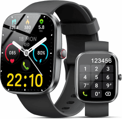 Smartwatch Herren Damen mit Anrufe/Annehmen, 1.91" Fitnessuhr Damen, 100+Sportmodi, IP68 Wasserdicht Sportuhr, Smart Watch mit Schrittzähler, SpO2, Herzfrequenz, Schlafmonitor, Uhr für ios Android Helles Schwarz