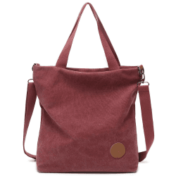 JANSBEN Damen Canvas Handtasche Schultertasche Casual Multifunktionale Umhängetaschen Strandtasche Groß für Arbeit Schule Shopper Beach (weinrot) Winered