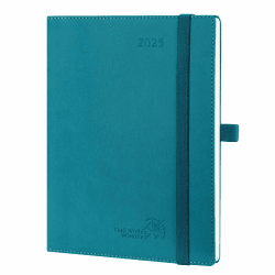 POPRUN Kalender 2025 Wochenplaner Softcover mit PU-Leder, ca. A5 (22 x 16,5 cm), 12-Monate-Terminplaner (Jan.2025-Dez.2025) 1 Woche 2 Seite mit 100 GSM FSC®-Zertifiziertem Papier - Pazifikgrün 22 x 16,5 cm Pazifikgrün