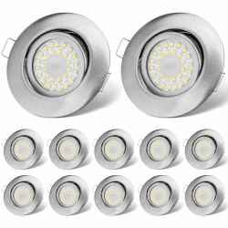 cloksh LED Einbaustrahler 230V Flach Dimmbar LED Spots 6W IP44 Bad Einbauleuchten Deckenspots Deckenstrahler,Neutralweiß 4000K Schwenkbar Einbauspots für Badezimmer Küche Wohnzimmer,12er Set Nickel-neutralweiß 4000k 12er Set