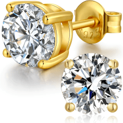 18 Karat überzogen Simulierten Diamant Brillant Runde Zirkonia Ohrstecker 925 Sterling Silber 4mm 8mm Feines Silber Schwarz Gold Schmuck für Damen Herren 8mm Rund Gold