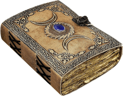 ALCRAFT Handmade Vintage Leather Celtic Triple Moon Grimoire Black Book of Shadows Spellbook Journal for Men Women, Wicca Wiccan Pagan Witchcraft Writing Notebook, Blank Unlined Pages