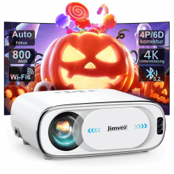 Beamer 4K【Auto-Objektivdeckel/Auto-Fokus】 Auto-6D Trapezkorrektur Beamer WiFi6 Bluetooth Jimveo 26000L 1080P Full HD Tragbare Projektor Outdoor 300" Display Heimkino Mit Netzwerkkabel-Schnittstelle