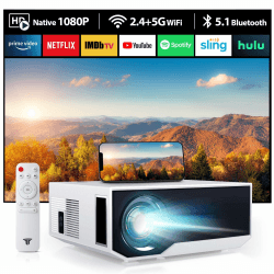 ZDK Neuer Beamer 2024 4K-Unterstützung Full HD 1080P 5G WiFi projektor mit 20000 Lumen für Heimkino kompatibel mit Smartphones/TV-Stick/PS5 20002L Weiß