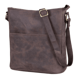 LEABAGS Leder Handtasche Damen I Premium Echtleder Umhängetasche I Schultertasche I Damentasche I Tragetasche für Arbeit Uni Schule Freizeit M Nature Dunkelbraun
