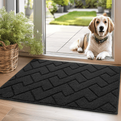 Biscpro Fußmatte Dunkelgrau 50x80cm Innen und Außen, Waschbar Fussmatt, Wasserdicht Türmatte, Rutschfester Schmutzfänger Teppich für Eingang, Haustür, Patio, Flur, Garten 50 x 80 cm Dunkelgrau